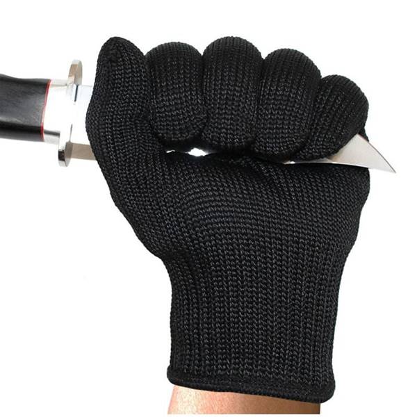 Bao Tay Chống Dao Cắt Cấp Độ 5 Sợi Thép Chống Gỉ 24cm Màu Đen